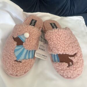 Pink Fuzzy Dog Slippers